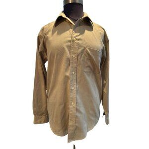 Jospeh & Feiss Men 16 1/2 34/35 TAN Long Sleeve Button Up Shirt Non Iron Cotton